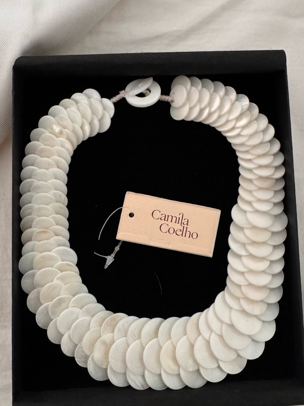Camila Coelho Cream Layeres white shell necklace